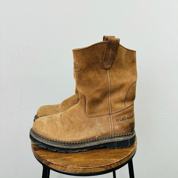 Lacrosse Solid Brown Leather Western Work Boot Men’s Size 9 - Picture 1 of 9